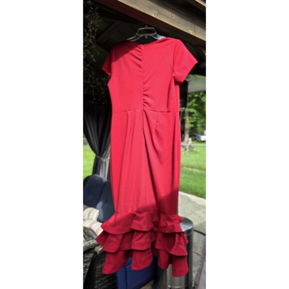 Ashley Stewart Flounce Ruffle Mermaid Dress Tiered Women's Red New Sz 14/16 - Picture 4 of 10